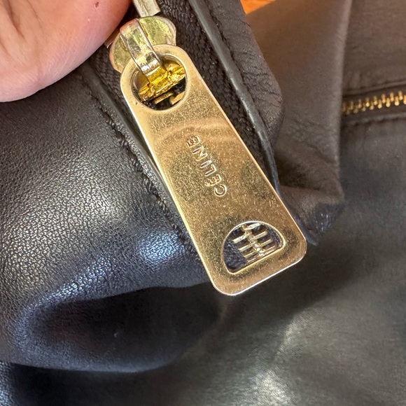 Celine Horizontal Zipper Gusset Cabas Black Lambskin Leather Totes Handbag - Picture 12 of 14